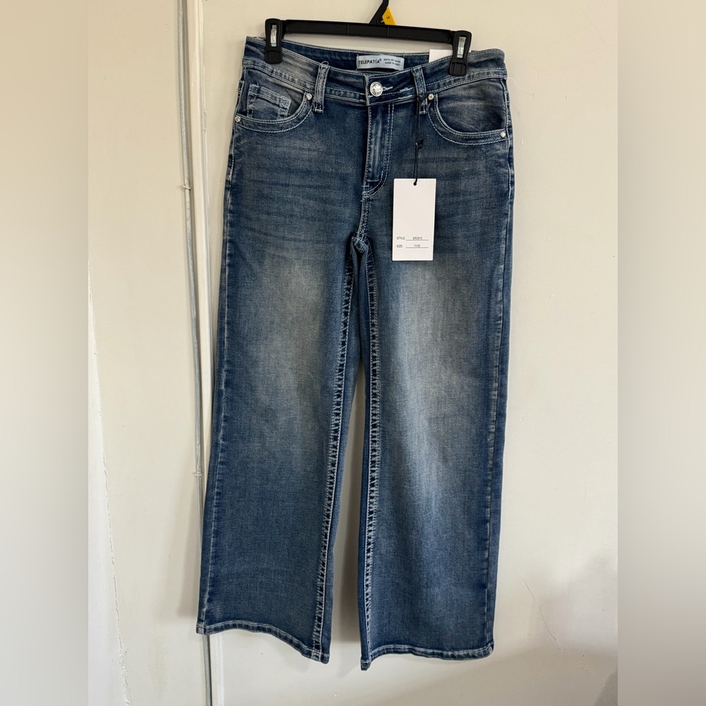 telepatía mid rise wide leg jean size 11/30 new with tag